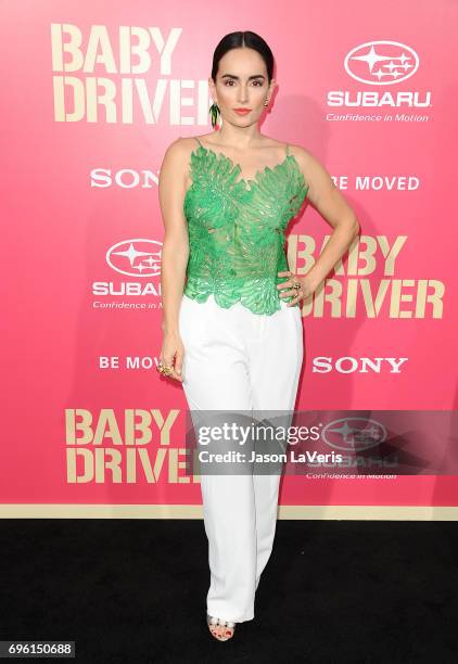 Actress Ana de la Reguera attends the premiere of "Baby Driver" at Ace Hotel on June 14, 2017 in Los Angeles, California.