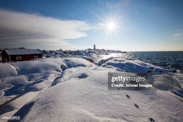 rocky coast at winter - stockholm archipelago stock pictures, royalty-free photos & images