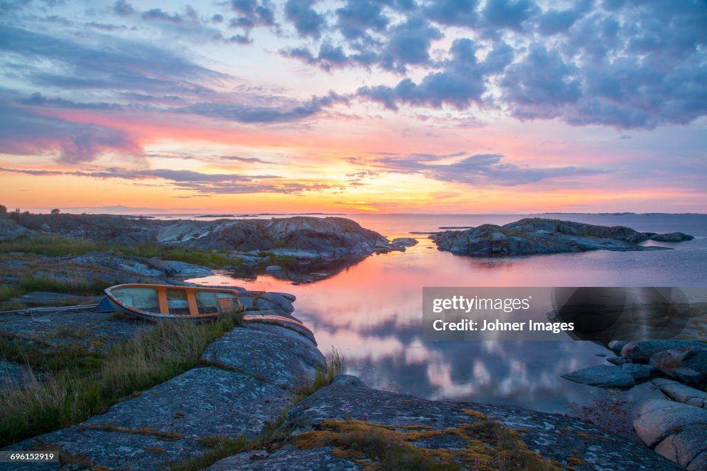 Rocky coast at sunset