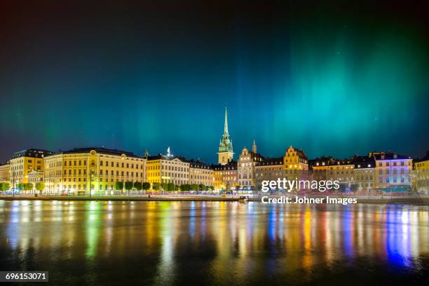 cityscape at night - stockholm old town stock pictures, royalty-free photos & images