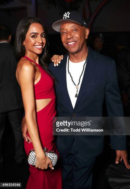Mona Zohrehvand and Russell Simmons at the "ALL EYEZ ON ME" Premiere at Westwood Village Theatre on June 14, 2017 in Westwood, California.