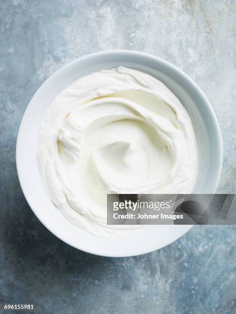bowl of cream - iogurte imagens e fotografias de stock