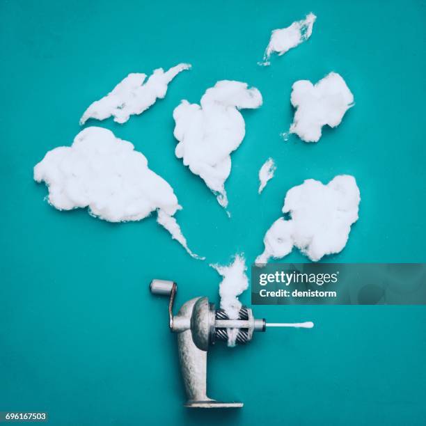 clouds coming out of a pencil sharpener - watte stock-fotos und bilder