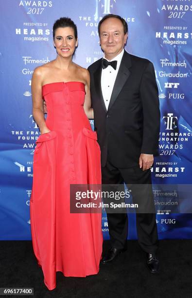 The Fragrance Foundation president Elizabeth Musmanno and master perfumer at Firmenich Harry Fremont attend the 2017 Fragrance Foundation Awards at...