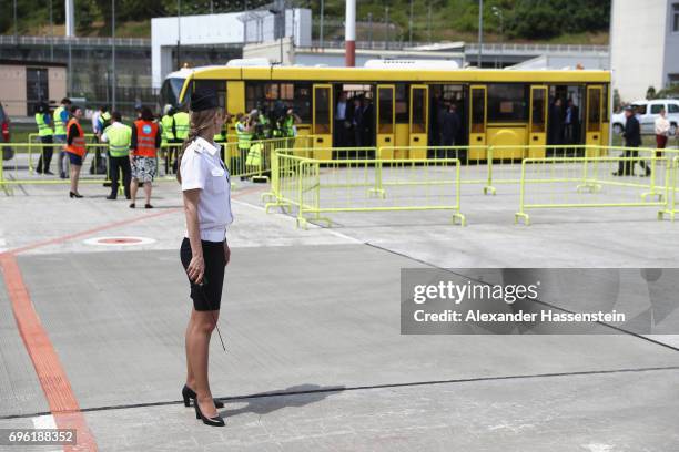 The German national team arrive at Sochi International Airport for the FIFA Confederations Cup Russia 2017 on June 15, 2017 in Sochi, Russia.