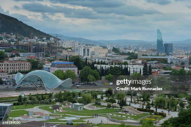 View of the city of Tbilisi from the Metekhe area on June 14, 2017 in Tbilisi, Georgia. The 2017 World Rugby Under 20 Championship are taking place...