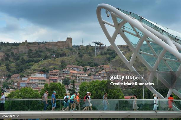 The Bridge of peace over the Mtkvari river on June 14, 2017 in Tbilisi, Georgia. The 2017 World Rugby Under 20 Championship are taking place in June...