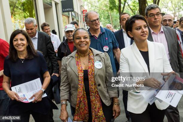 Former French Education Minister and candidate for the France's Socialist political party for the legislative elections in Villeurbanne, Najat...