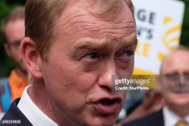 Tim Farron announced on 14 June 2017 in London, UK, that he will stand down as the leader of the Liberal Democrats. File photos from past events.