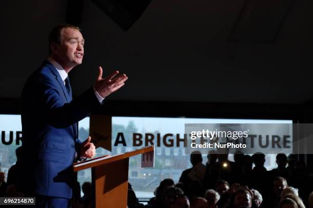 Tim Farron announced on 14 June 2017 in London, UK, that he will stand down as the leader of the Liberal Democrats. File photos from past events.