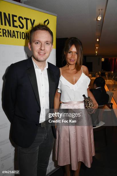 Karine Arsene from CnewsÊand Thomas Lequertier from CnewsÊattend Amnesty International 'Musique Contre L'Oubli' Gala Ceremony after Dinner at Maison...