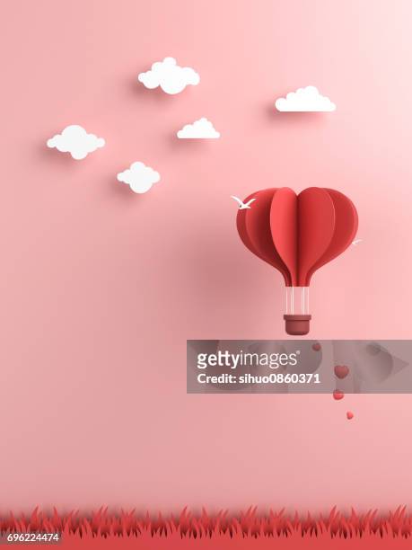 origami tillverkad luftballong och molnet - valentines day bildbanksfoton och bilder