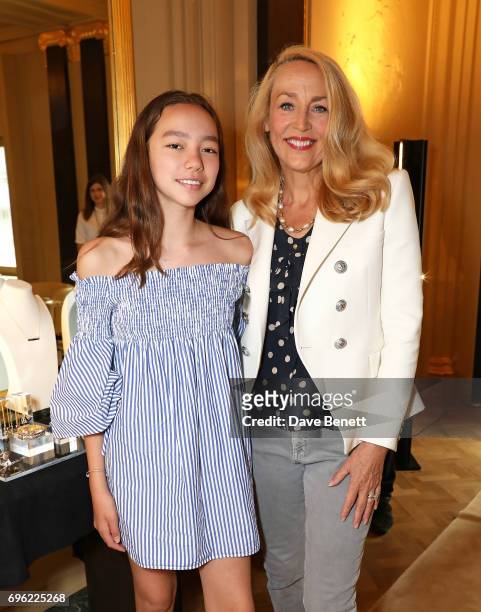 Chloe Murdoch and Jerry Hall attend a ladies lunch for Jade Jagger Fine Jewellery at Hotel Cafe Royal hosted by Jerry Hall & Jade Jagger and...