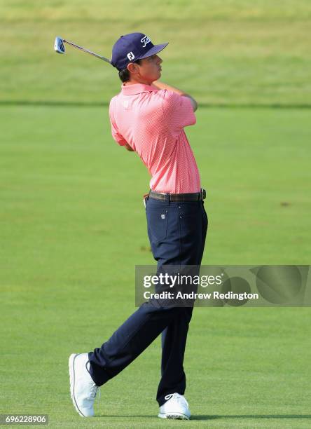 Poston of the United States plays his shot on the fourth hole during the first round of the 2017 U.S. Open at Erin Hills on June 15, 2017 in...