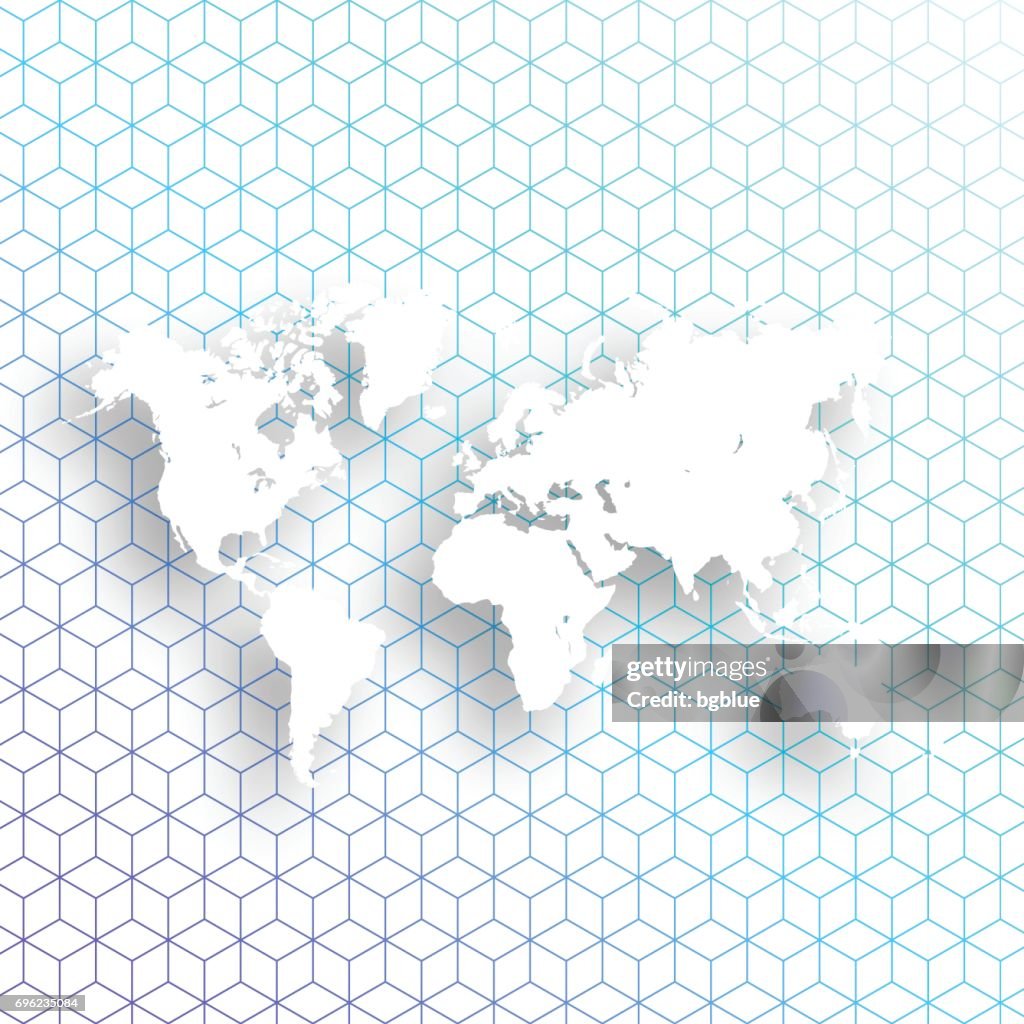 Geometric Borders Map World Map Isolated On Abstract Geometric Background High-Res Vector ...