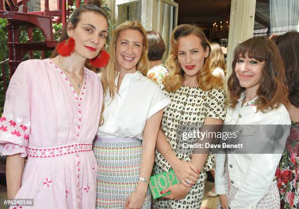 Maria Kastani, Georgina Cohen, Charlotte Dellal and Annie Morris attend a lunch to celebrate Veuve Clicquot by Charlotte Olympia, at Mark's Club on...