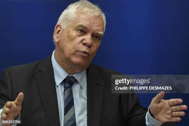 Dijon's general prosecutor Jean-Jacques Bosc gives a press conference in Dijon, on June 15 on the case of the 1984 killing of the four-year-old...