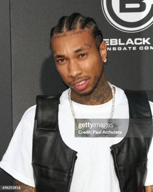 Rapper Tyga attends the premiere of Lionsgate's "All Eyez On Me" on June 14, 2017 in Los Angeles, California.