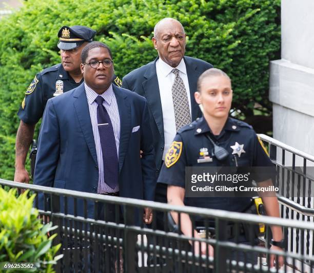 Andrew Wyatt and actor Bill Cosby arrive at Montgomery County Courthouse as Bill Cosby Trial Continues After Defense Rests on June 15, 2017 in...