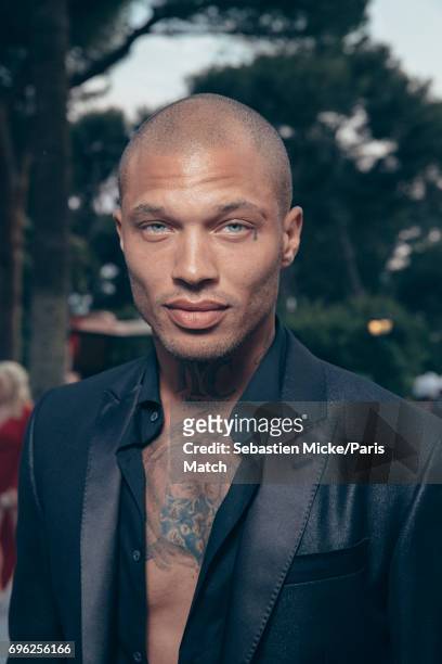 Fashion model Jeremy Meeks is photographed for Paris Match whilst attending the Amfar Gala at the Eden Roc Hotel on May 25, 2017 in Antibes, France.
