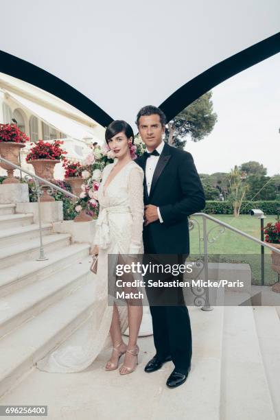 Actor Paz Vega and Orson Salazar are photographed for Paris Match whilst attending the Amfar Gala at the Eden Roc Hotel on May 25, 2017 in Antibes,...