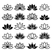 Lotus flower design, set, Yoga vector abstract collection