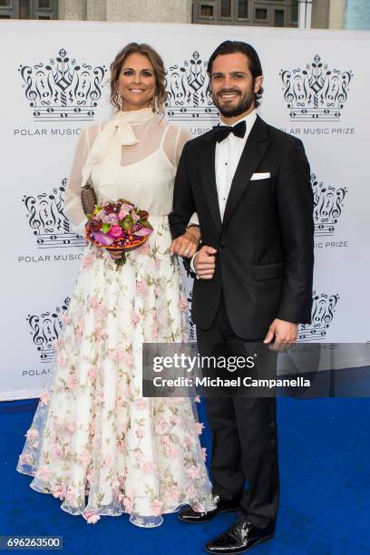 Princess Madeleine and Prince Carl Phillip of Sweden attend an award ceremony for the Polar Music Prize at Konserthuset on June 15, 2017 in...