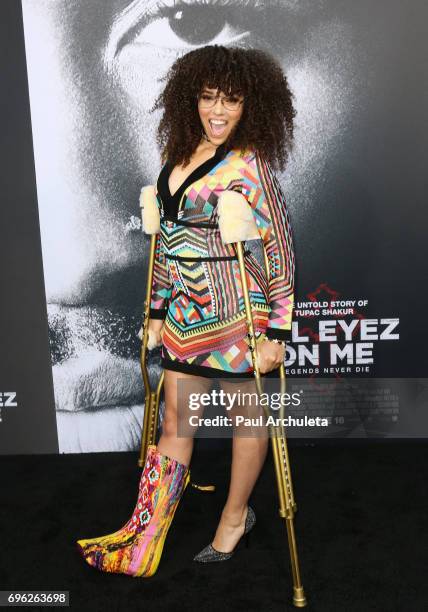 Actress Grace Gibson attends the premiere of Lionsgate's "All Eyez On Me" on June 14, 2017 in Los Angeles, California.