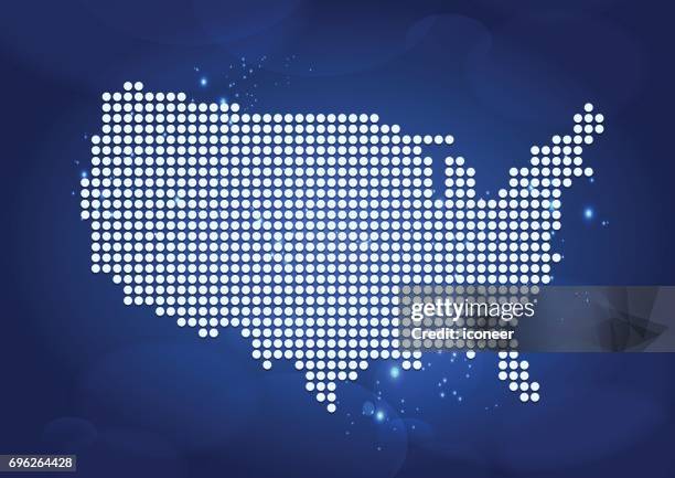 usa dotted map white on bubbles background - map dots vector stock illustrations