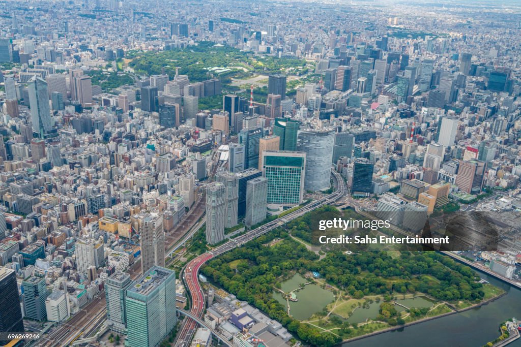 Tokyo Shiodome area bird's eye view