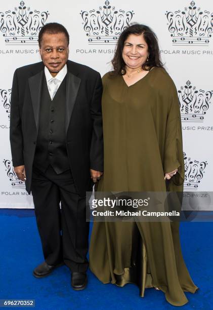 Wayne Shorter and Carolina Dos Santos attend Polar Music Prize on June 15, 2017 in Stockholm, Sweden.