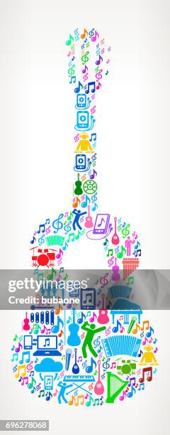 acoustic guitar music and musical celebration vector icon background - guitar store stock illustrations