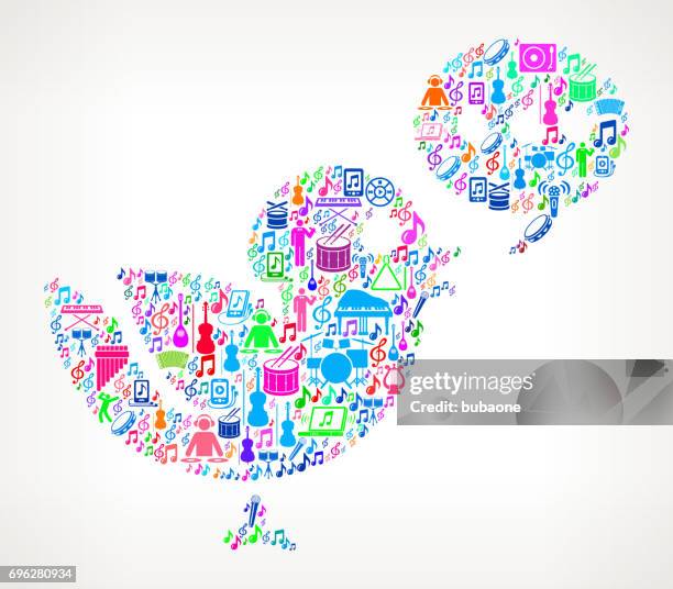 social bird music and musical celebration vector icon background - opera singing stock illustrations