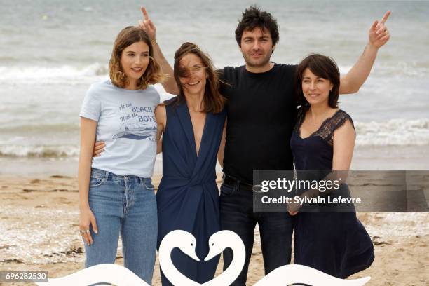 Actresses Alma Jodorowsky , Maryline Canto and Camille Chamoux and director Ilan Klipper attend "le ciel etoile au-dessus de ma tete" photocall...