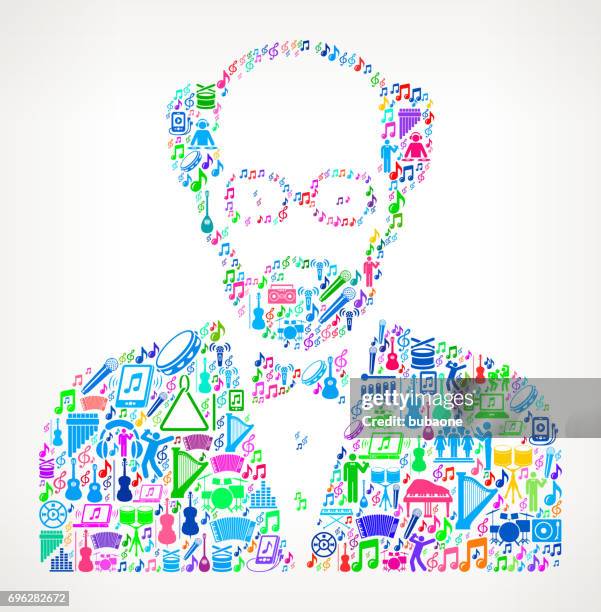 man's face portrait music and musical celebration vector icon background - man dancing alone stock illustrations