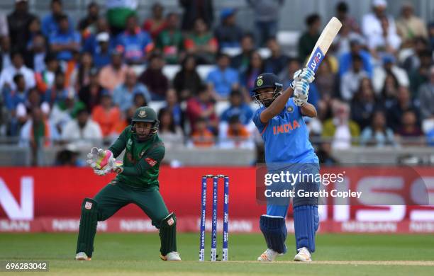 Rohit Sharma of India bats during the ICC Champions Trophy Semi Final between Bangladesh and India at Edgbaston on June 15, 2017 in Birmingham,...