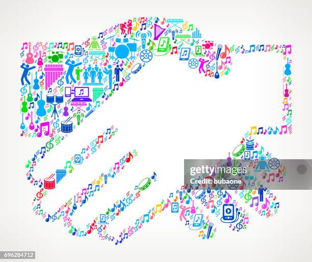 handshake music and musical celebration vector icon background - harp background stock illustrations