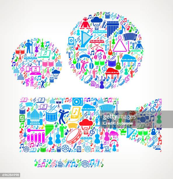 film camera  music and musical celebration vector icon background - music shop stock illustrations