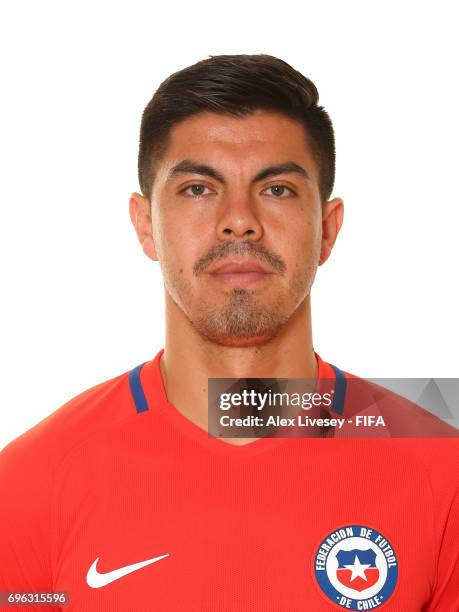 Francisco Silva of Chile during a portrait session ahead of the FIFA Confederations Cup Russia 2017 at the Crowne Plaza Hotel on June 15, 2017 in...