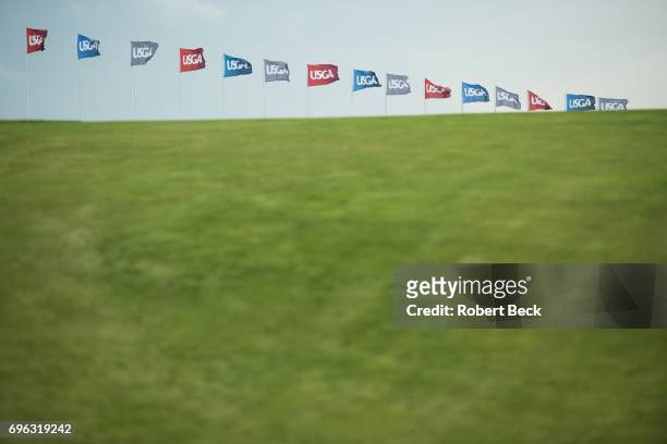 Scenic view of flags during Wednesday practice at Erin Hills GC. Hartford, WI 6/14/2017 CREDIT: Robert Beck