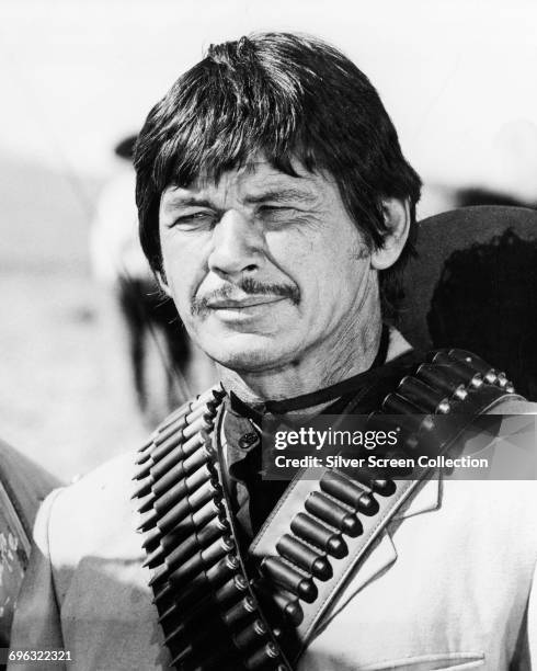 Actor Charles Bronson as Rodolfo Fierro in the western 'Villa Rides', 1968.