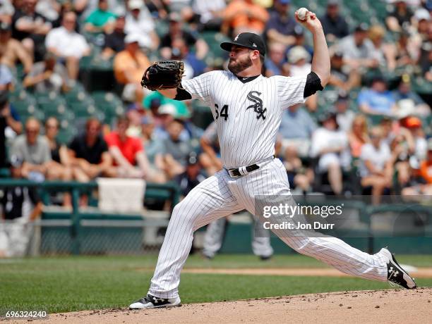 David Holmberg of the Chicago White Sox pitches against the Baltimore Orioles during the second inning at Guaranteed Rate Field on June 15, 2017 in...