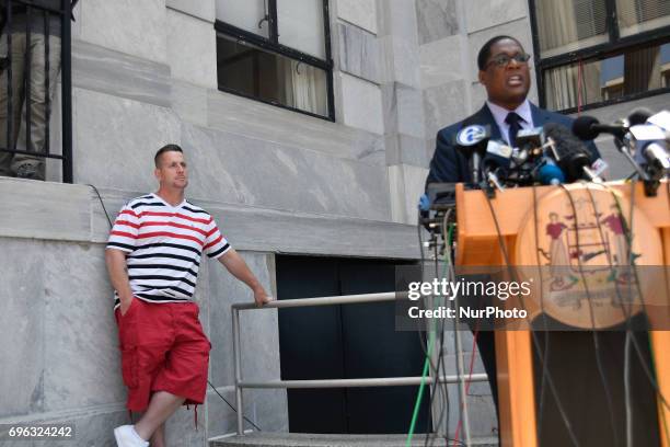 Andrew Wyatt, spokesperson for Bill Cosby gives a statement on the deadlocked jury, at a press conference outside the aggravated Indecent Assault...