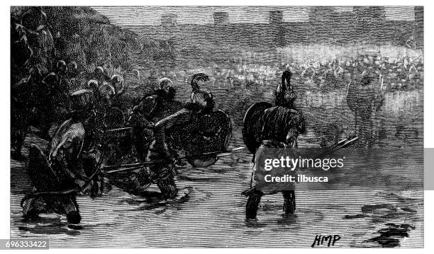 illustrazioni stock, clip art, cartoni animati e icone di tendenza di illustrazione di incisioni antiche: presa di babilonia da parte dei persiani - cultura-persiana