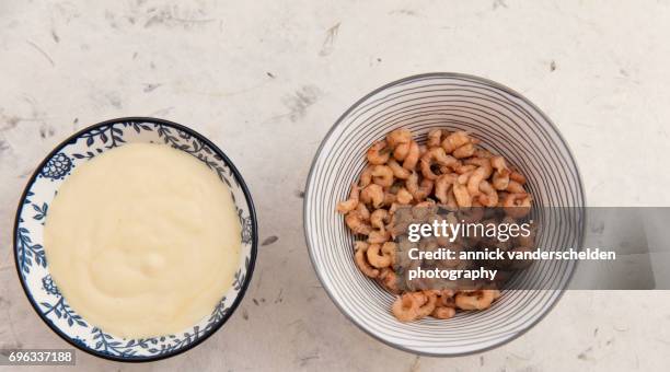 shrimp and mayonnaise. - white vinegar stock pictures, royalty-free photos & images