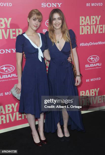 Actresses Yvonne Zima and Madeline Zima arrive for the Premiere Of Sony Pictures' "Baby Driver" held at Ace Hotel on June 14, 2017 in Los Angeles,...