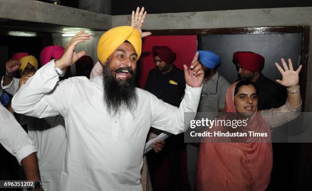 Party senior leaders protesting outside Punjab Vidhan Sabha Session on June 15, 2017 in Chandigarh, India.