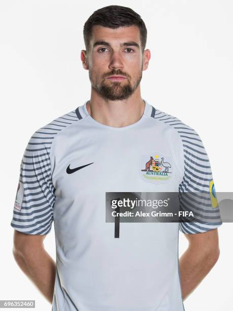 Maty Ryan poses for a picture during the Australia team portrait session on June 15, 2017 in Sochi, Russia.