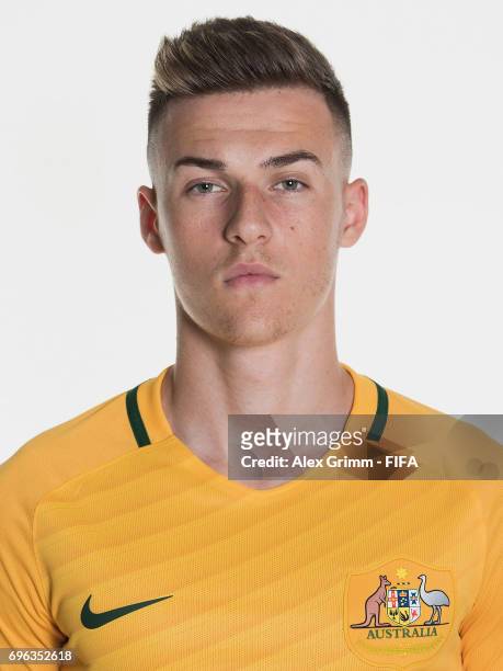 Ajdin Hrustic poses for a picture during the Australia team portrait session on June 15, 2017 in Sochi, Russia.