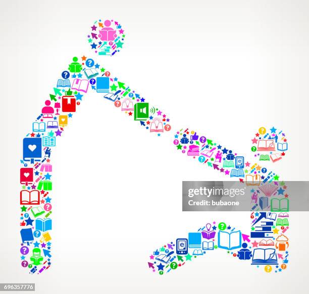 helping hand reading books and education vector icon background - librarian help stock illustrations